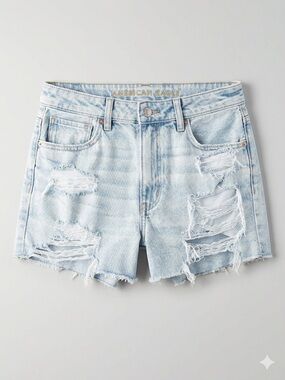 American Eagle Outfitters Washed Light Blue Distressed Denim Shorts